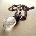 Glass Pendant, Copper, Wire Wrapped Necklace, Teardrop, Pear shaped, Raindrop, Quartz Briolette, Transparent, Gunmetal, Bohemian Pendant