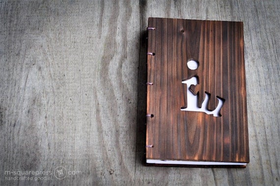 I Heart You Rustic Wooden Wedding Book (Guestbook/Vows Book)