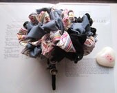 Vintage Fabric Flower Pom Bouquet
