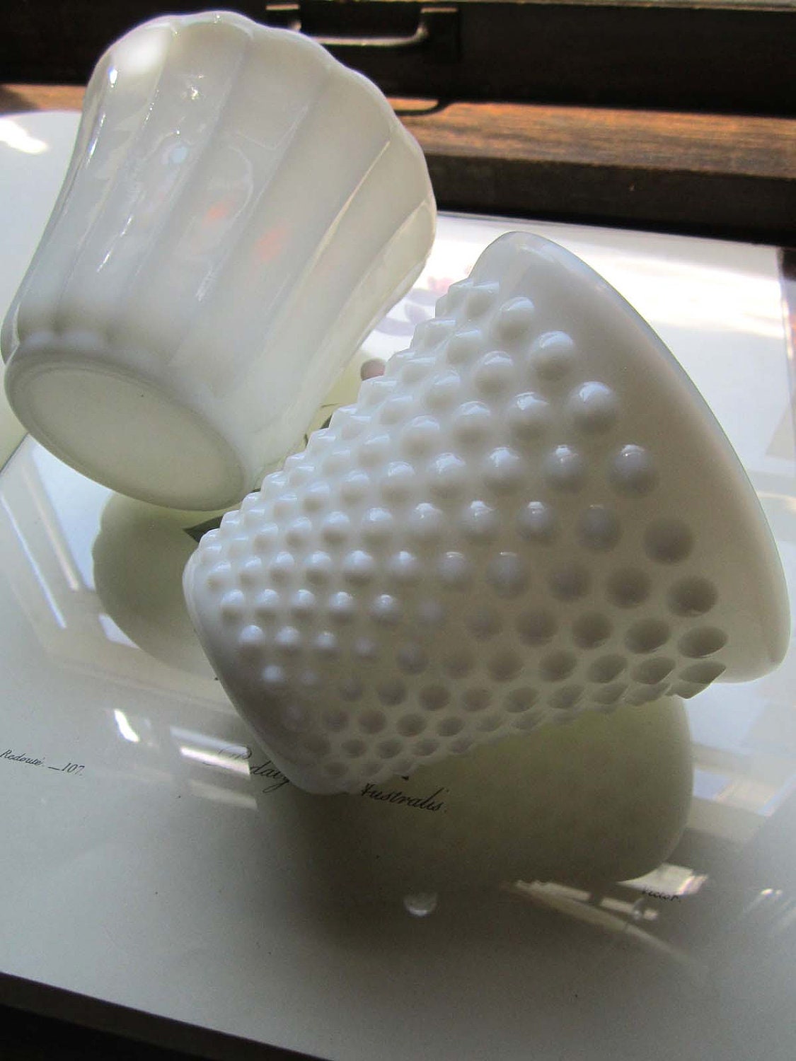 Two Vintage Milk Glass Containers