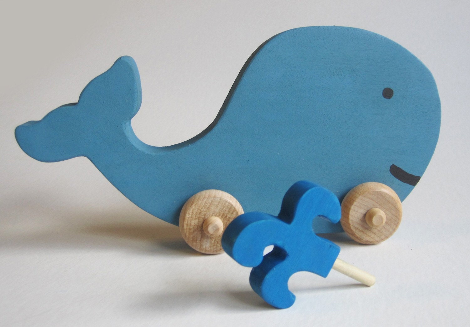 Wooden Whale Push Toy- Waldorf Dinosaur- Eco-friendly Beach