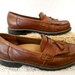 Vintage Oxford Loafers, 80's Brown Leather Tassel Oxfords Shoes/ 9M
