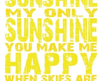 You are My Sunshine Quote - 8x10 Canvas Textured Art PRINT - Yellow and White Typography - Made by artstudio54 on ETSY