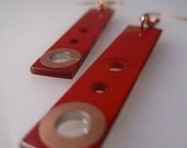 Sexy Sleek Red Upcycled Copper Computer Board Earrings