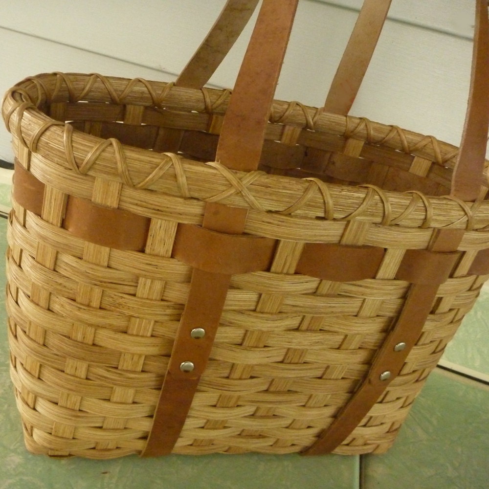 Little Leather Handled Tote Basket