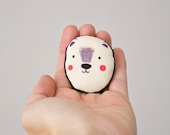 Bear Brooch Handpainted - Bau bau bear - Cute art brooch in cotton