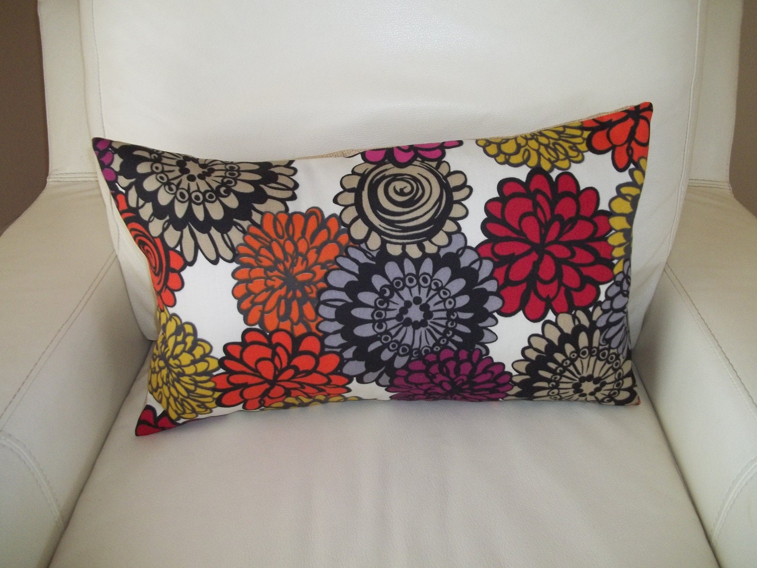 Lumbar Pillow Cover Crate & Barrel Fabric Mod Floral 12" x 20"
