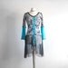 Animal Print Long Sweater Sheer Black Top Turquoise Blue Bohemian Clothes Upcycled Clothing Low Back Eco Friendly Medium 'STEPH'