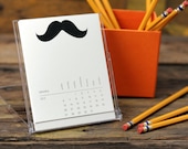 2013 Desk Calendar - 35% OFF SALE - Mustache Funny Simple Desktop Stand