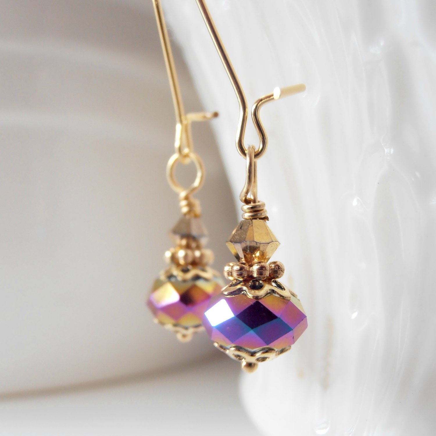 Bridesmaid Jewelry Beaded Earrings Peacock Jewelry Crystal Dangle Earrings Dainty Drops Bridesmaid Earrings Peacock Wedding Jewelry