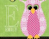 Owl Art Print, Nursery Wall Art,  Children's Art Print, TWINS , Kids Room Decor, 8x10,  Personalized by LeftHandedStudio