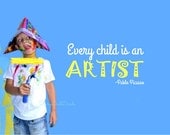 Wall Lettering Decal  Every Child is an Artist quote by Picasso