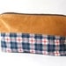 on sale. 12-inch zipper POUCH. vintage gingham and eco leather.