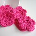 Honeysuckle Pink Crochet Flower Appliques - Set of 4 - Embellishments Supplies Adornment Floral DIY Craft Project - MADE to ORDER