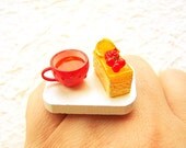 Tea Ring Miniature Food Jewelry Tea And Lemon Cake