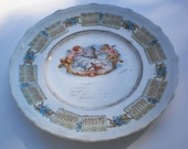 Calendar Plate 1910 China Collector Display Plate Cherubs Angels Victorian Christmas New Year Penn Collectible Shabby Chic French Edwardian