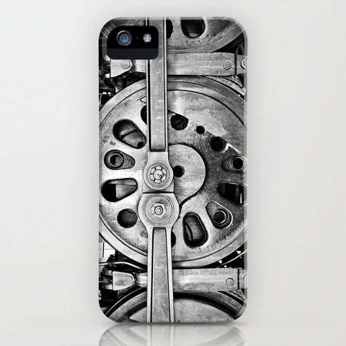iPhone 5 VIBE Case - Black and white Train Photograph - train wheels geometric metal silver grey black masculine locomotive steal circle