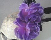 Feather Fascinator Hair Clip - Rockabilly / Gothic Wedding, Vintage, Bulesque, Corsage