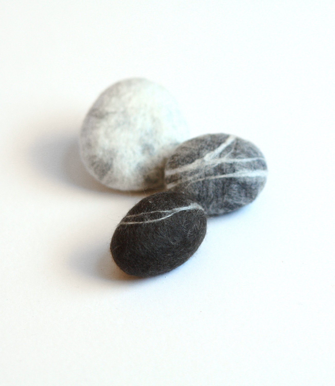 Felted Pebble Brooch - shades of gray