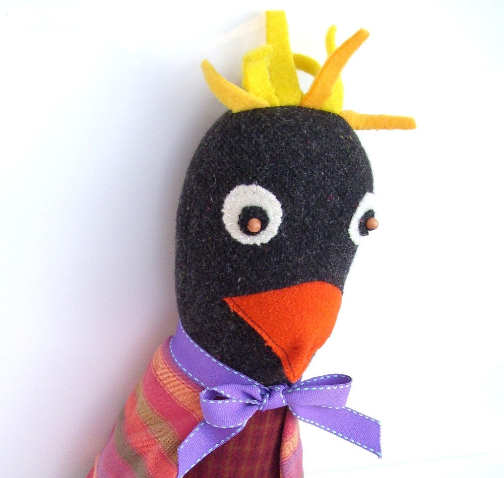 Benny the Brightly Colored Plush Folk Art Bird