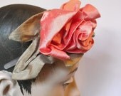 Pink Silk Shantung Roses on  Headband
