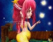 Mermaid Art Fantasy Fairy Tale Print "Midsummer Night"  Fine Art 8.5x11 or 8x10 A4 Premium Giclee Print of Original Painting