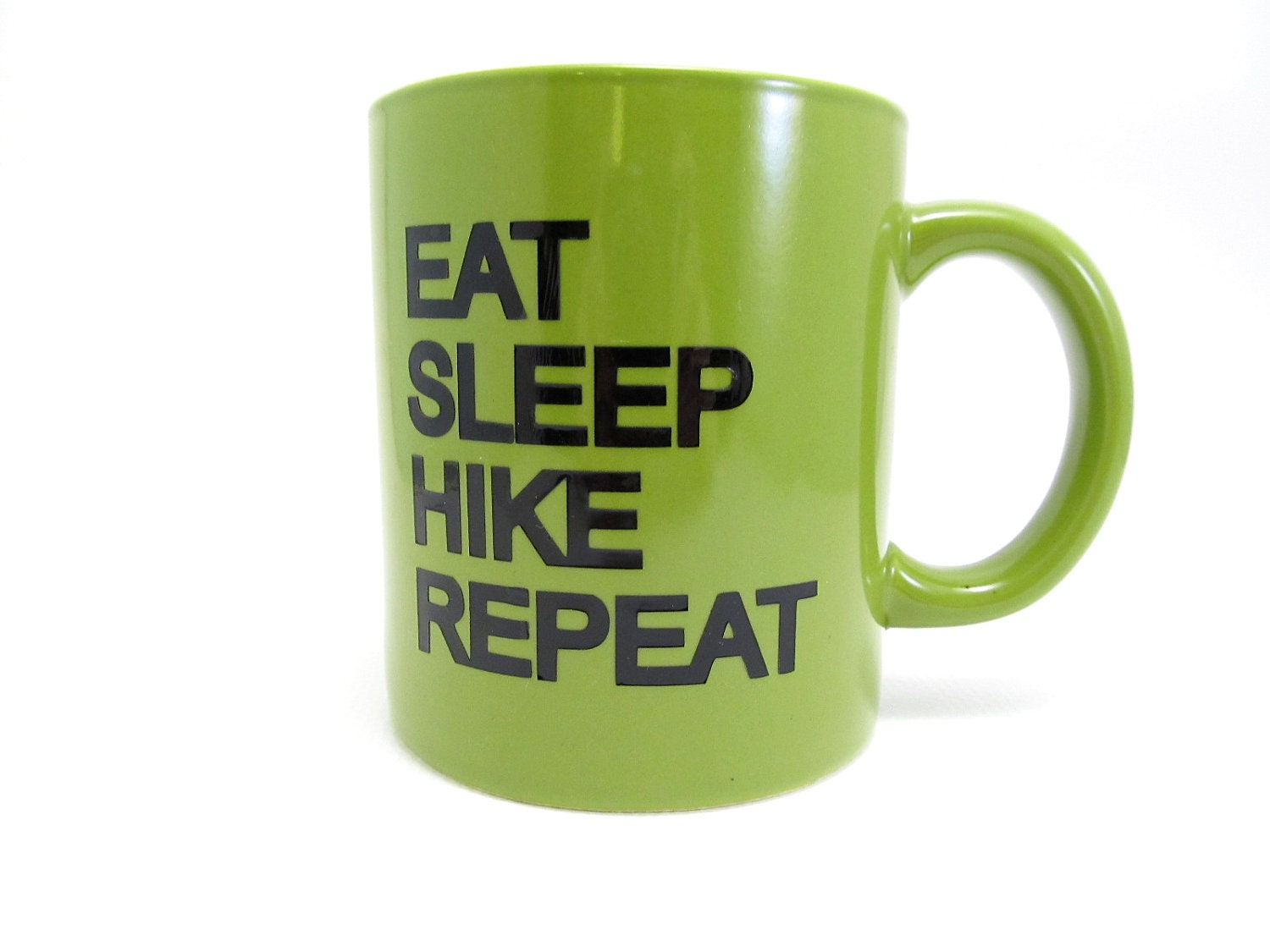 Eat Sleep HIKE Repeat - Passion or Obession Mug - Green - Gift for Hiker or Backpacker