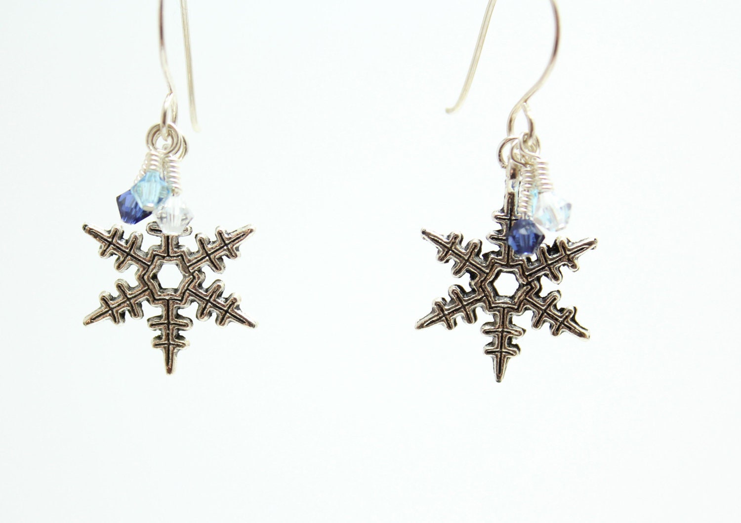 In Winter's Chill- Snowflake and Crystal Earrings