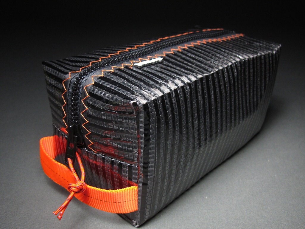 Carbon Fiber Toiletry Kit / Dopp Kit - Black and Orange