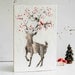 Holiday DEER Original Encaustic Painting RED Berries RED Bird Christmas Snow