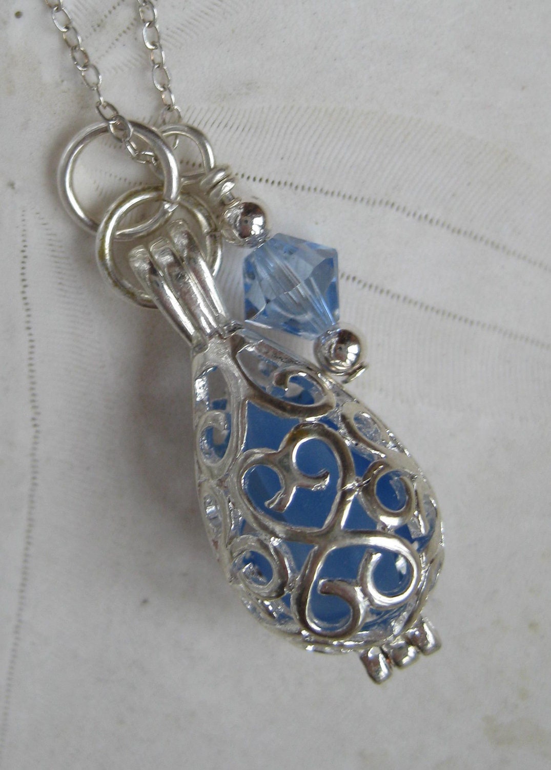 Sea Glass Necklace Pendant- Mermaids Teardrop Locket - Genuine Seaglass