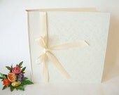 Photo album (12x12 ) Ivory brocade with satin ribbon
