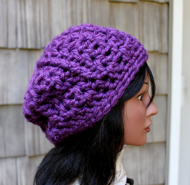Chunky VStitch Deep Purple Slacker Hat - READY to SHIP