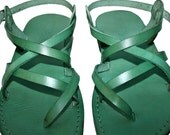 Green Triple Leather Sandals