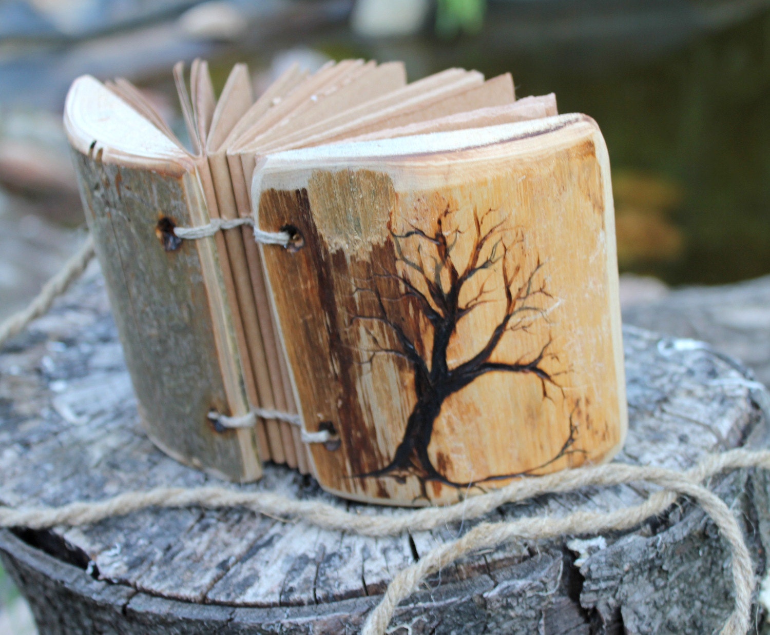Rustic wood journal Tree of life