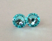 Light Turquoise crystal stud earrings, Swarovski crystal posts, 7mm