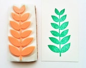 leaf rubber stamp. hand carved rubber stamp. hand carved stamp. mounted. no1.