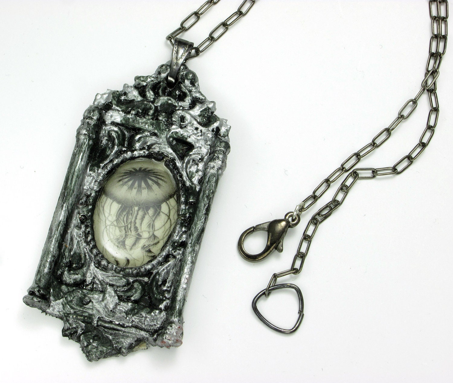 Jellyfish Necklace in Rococo, Victorian, Ornate Styled Frame