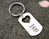 Personalized Hand Stamped Key Chain With Heart Cutout