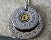 Shoot Like a Girl 12 Gauge Bullet Necklace