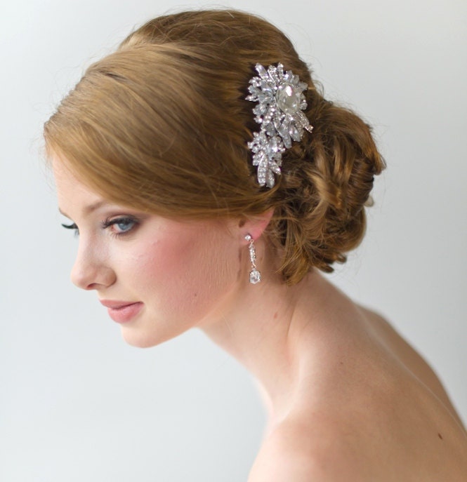 Crystal Haircomb, Bridal Crystal Comb, Large Crystal Brooch, Wedding Hair Accessory