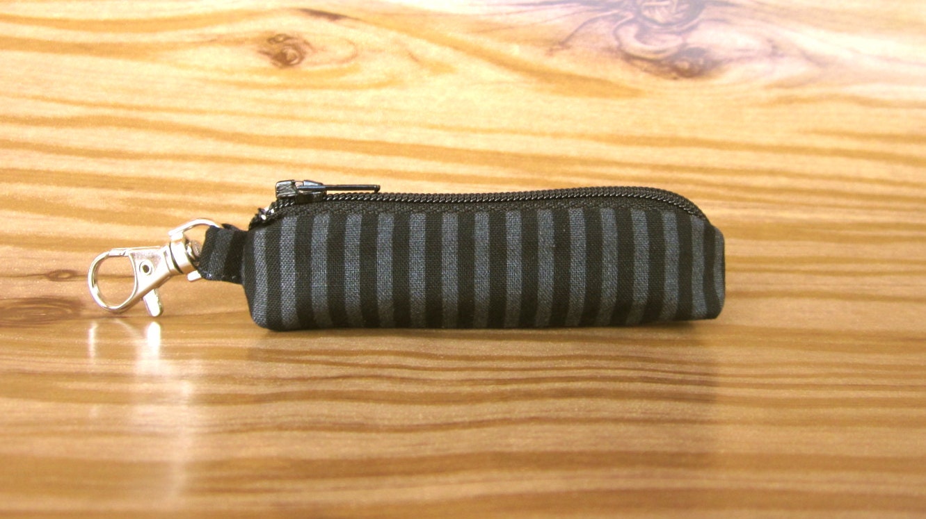 Lip Balm Holder - Clip for Bag or Key Ring - Black and Grey