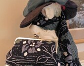 Clutch/Purse/Bag..Textured Shibori Floral Kimono Fabric..Navy..denim Jeans Wear..Ivory..Silk Dupioni lining..Scarf available..