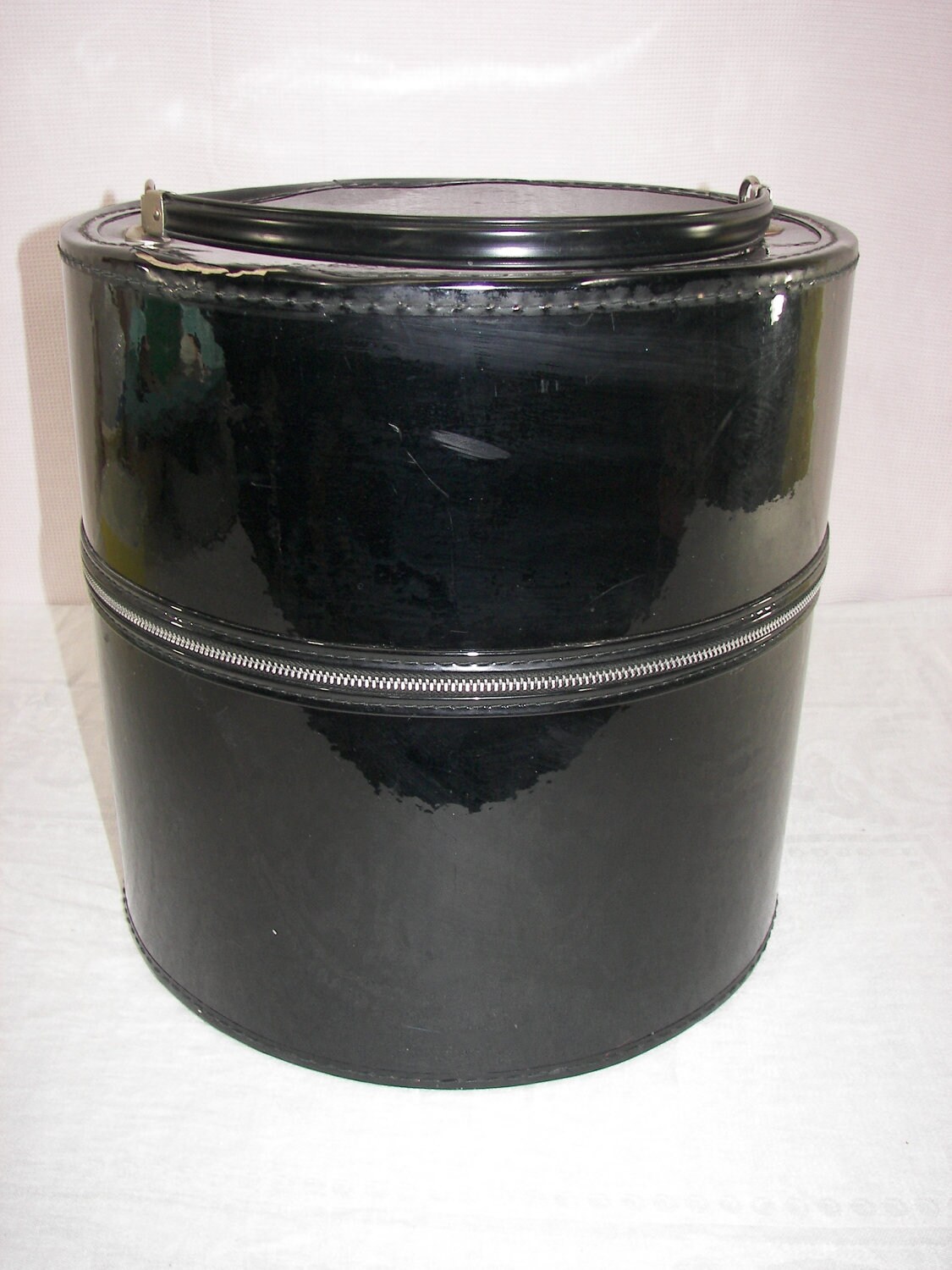 Vintage Black Patent Leather Hat Box Luggage by SirEdmondsVintage
