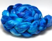 Handpainted Merino Wool Roving - Bermuda Seas - 4 oz Turquoise Fuchsia