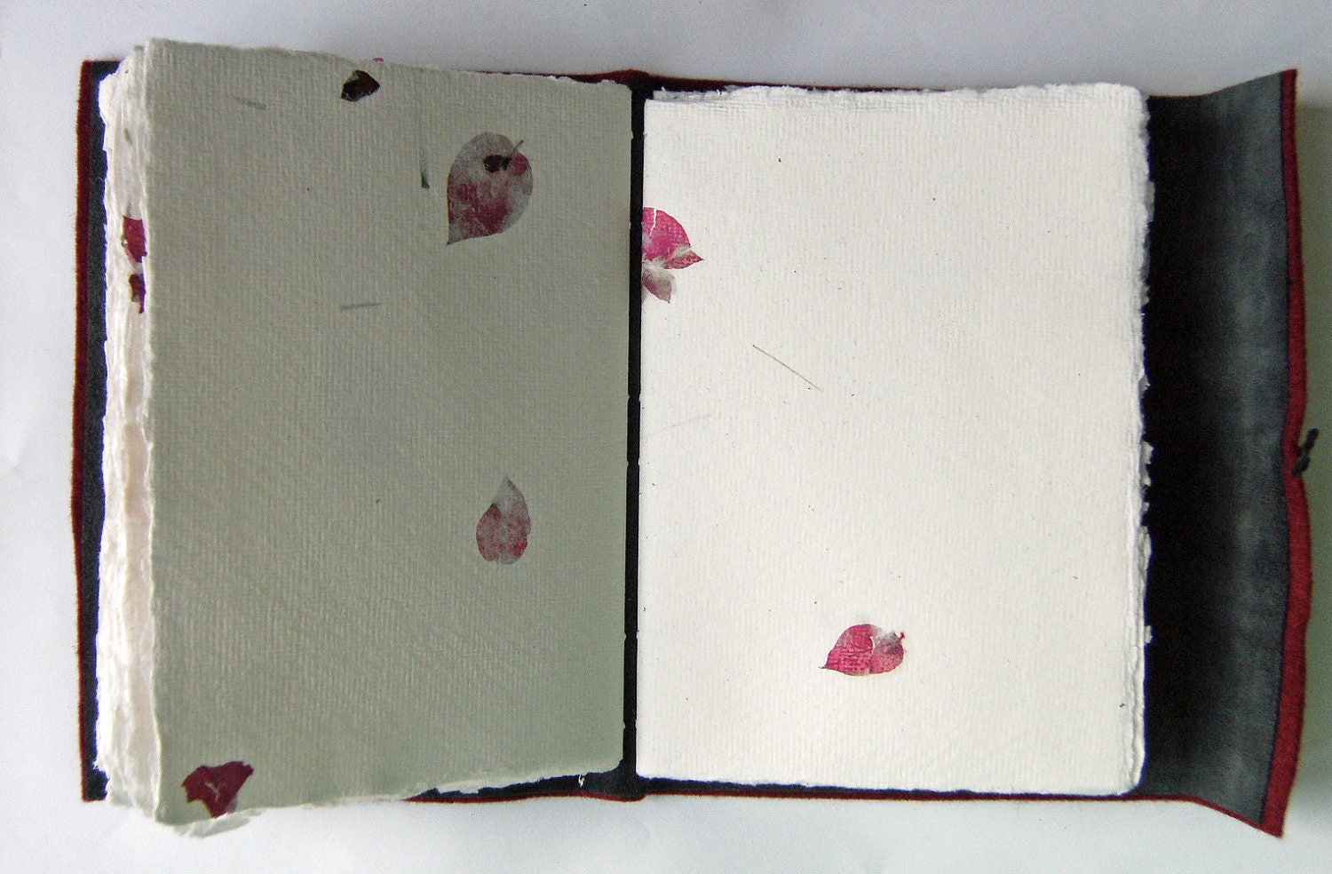 Roses Red - Wool Felt & Suede Embroidered Journal - Artist Book - Suede Lining - Hand Embellished - Ready to Ship