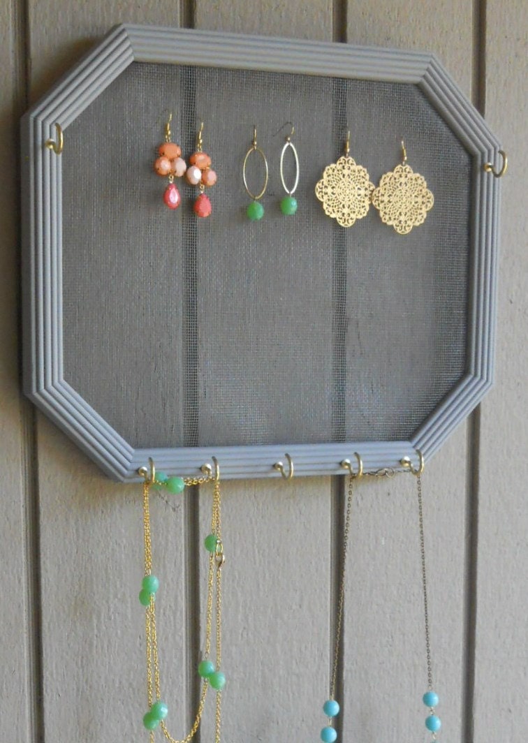 Framed Jewelry Holder--Gray with Ridges, Octagon
