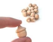 50 MINI Wooden Acorns for Wood Charms, Pendants, Key Chains, Ornaments - Tiny Unfinished Acorns