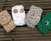 CLEARANCE Super Chunky White Crochet Wrist Cuff with Wooden Button