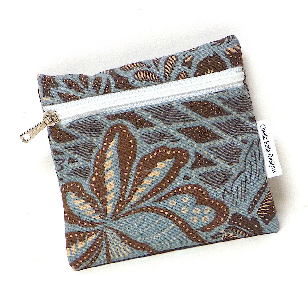 Blue and Brown Tiny Coin Purse PEACEFUL RETREAT